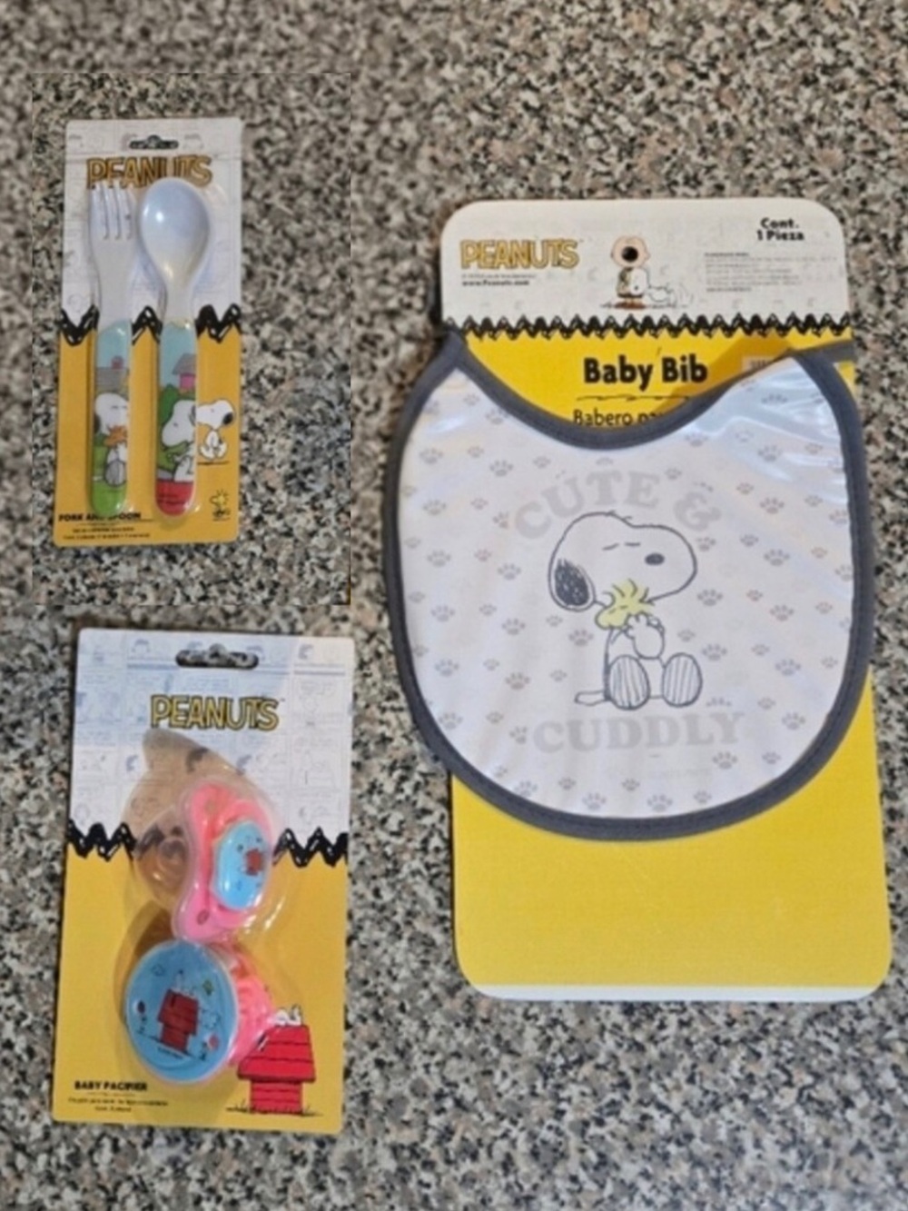 Peanuts: Bib, Pacifier & Flatware Set